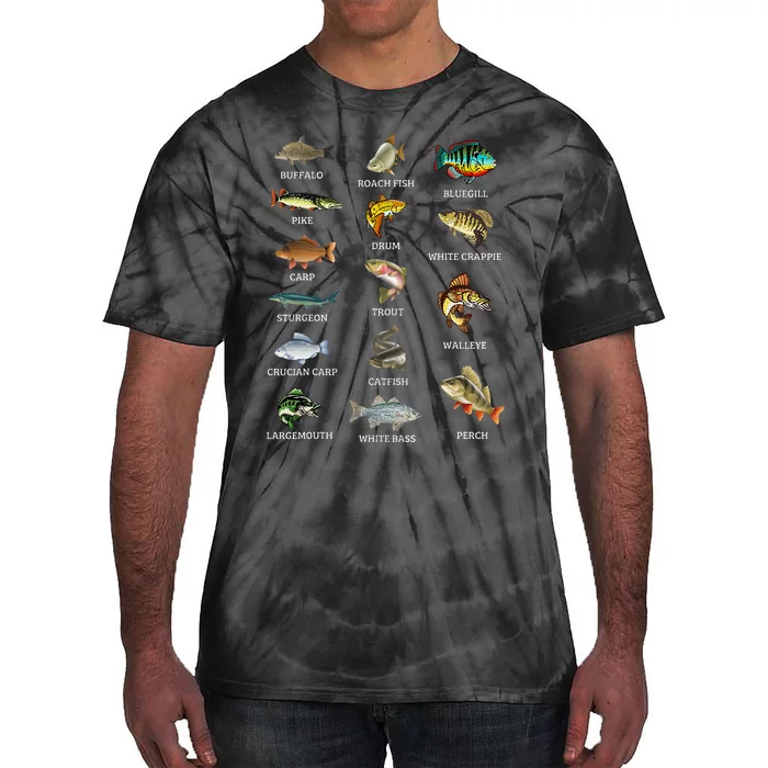 Types Of Freshwater Fish Species Fishing Fisherman Anglers Tie-Dye T-Shirt