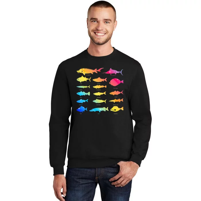 Types Of Freshwater Fish Species Biology Fishing Themed Tall Sweatshirt