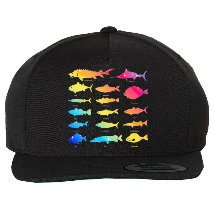 Types Of Freshwater Fish Species Biology Fishing Themed Wool Snapback Cap