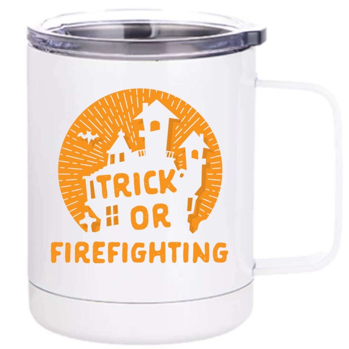 Trick Or Firefighting Halloween Firefighter Scary Fire Gift Front & Back 12oz Stainless Steel Tumbler Cup