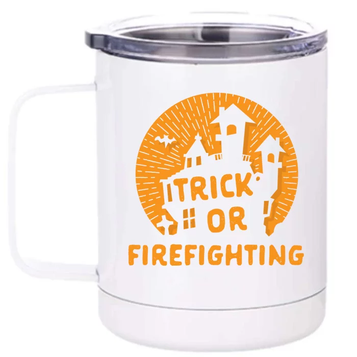 Trick Or Firefighting Halloween Firefighter Scary Fire Gift Front & Back 12oz Stainless Steel Tumbler Cup