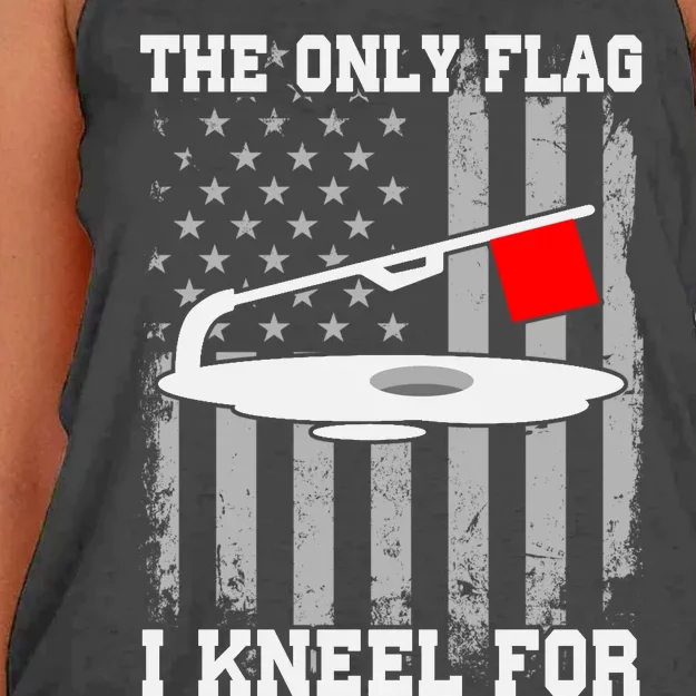 The only Flag I Kneel for Funny Ice Fishing Fisherman Women's Knotted Racerback Tank