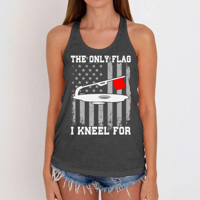 The only Flag I Kneel for Funny Ice Fishing Fisherman Women's Knotted Racerback Tank