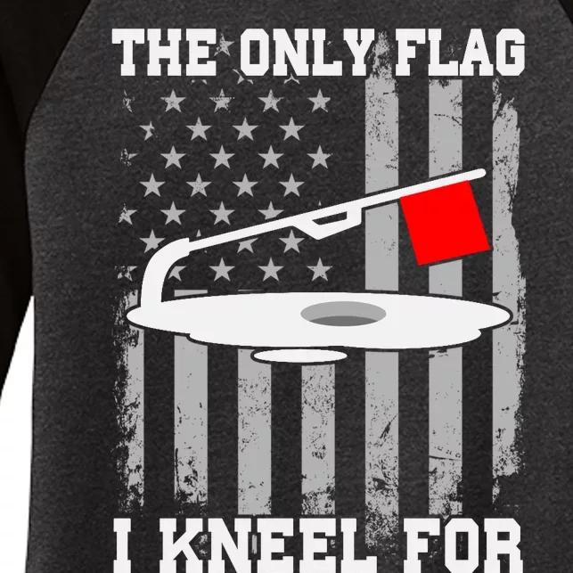 The only Flag I Kneel for Funny Ice Fishing Fisherman Women's Tri-Blend 3/4-Sleeve Raglan Shirt