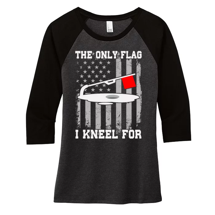 The only Flag I Kneel for Funny Ice Fishing Fisherman Women's Tri-Blend 3/4-Sleeve Raglan Shirt