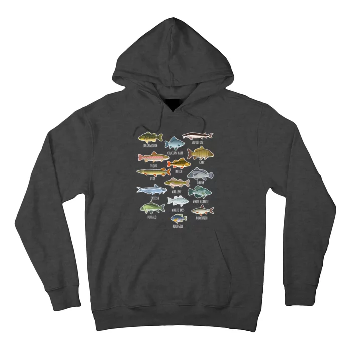 Types Of Freshwater Fish Species Fishing Shirt Fishing Merch New Fishing Costume Hoodie