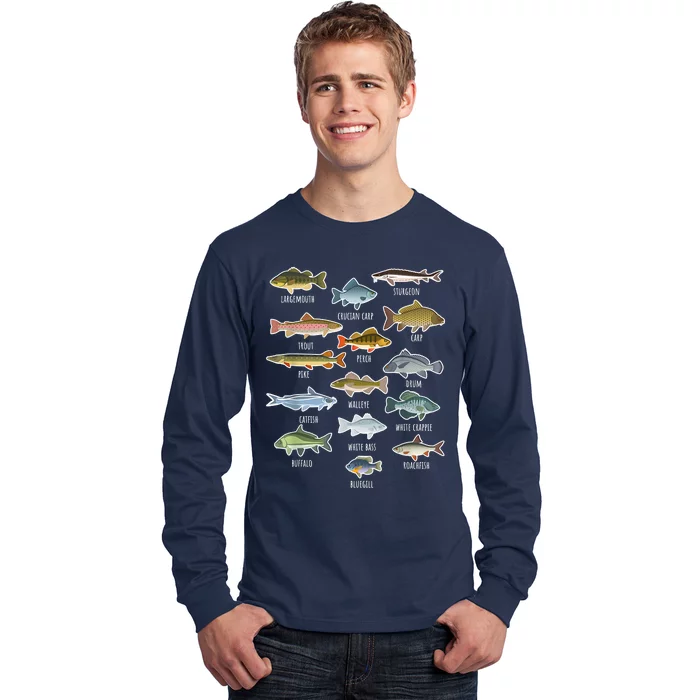 Types Of Freshwater Fish Species Fishing Shirt Fishing Merch New Fishing Costume Long Sleeve Shirt