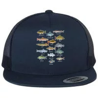 Funny Born To Fishing Forced To Go To School Meme Fishing Fisherman Fish  Trout Flat Bill Trucker Hat