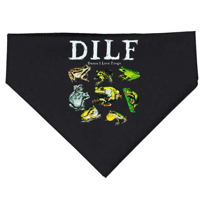 Types Of Frogs Dilf Damn I Love Frogs USA-Made Doggie Bandana