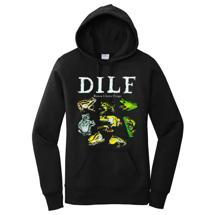 Types Of Frogs Dilf Damn I Love Frogs Women's Pullover Hoodie