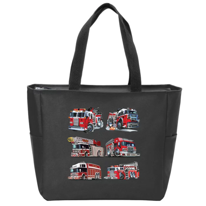 Types Of Fire Truck Boy Kids Firefighter Xmas Zip Tote Bag