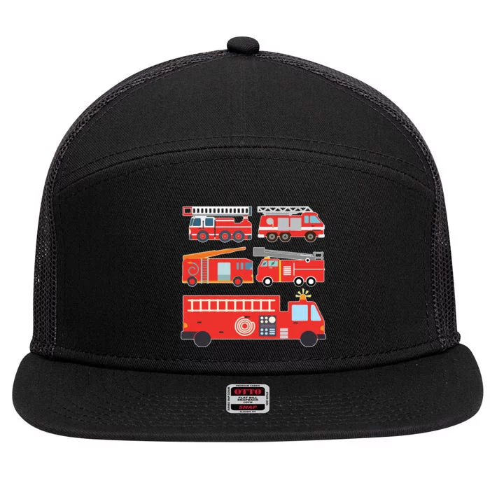 Types Of Fire Truck Boy Firefighter Trucks Gift 7 Panel Mesh Trucker Snapback Hat