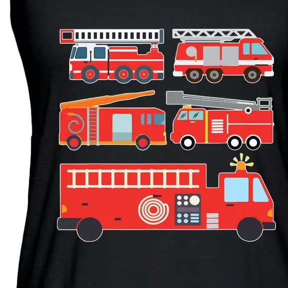 Types Of Fire Truck Boy Firefighter Trucks Gift Ladies Essential Flowy Tank