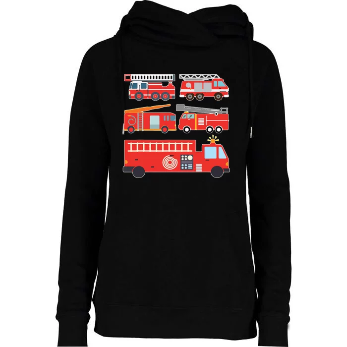 Types Of Fire Truck Boy Firefighter Trucks Gift Womens Funnel Neck Pullover Hood