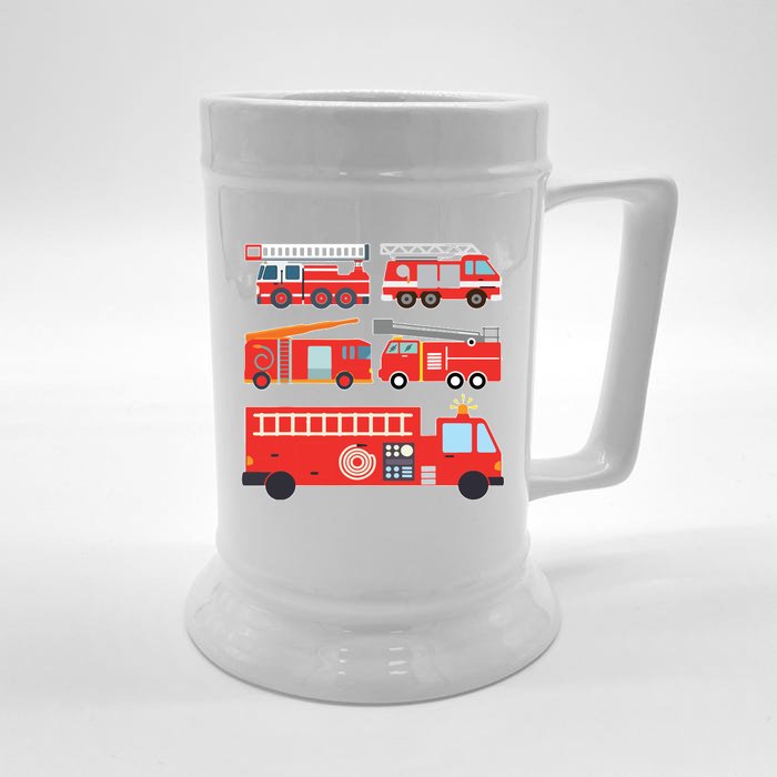 Types Of Fire Truck Boy Firefighter Trucks Gift Front & Back Beer Stein