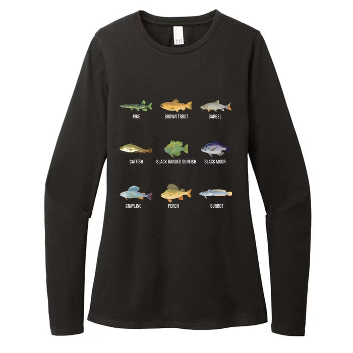 Types Of Freshwater Fish Species Funny Fishing Gifts Womens CVC Long Sleeve Shirt