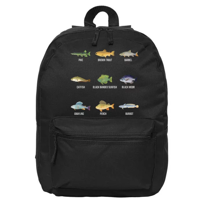 Types Of Freshwater Fish Species Funny Fishing Gifts 16 in Basic Backpack