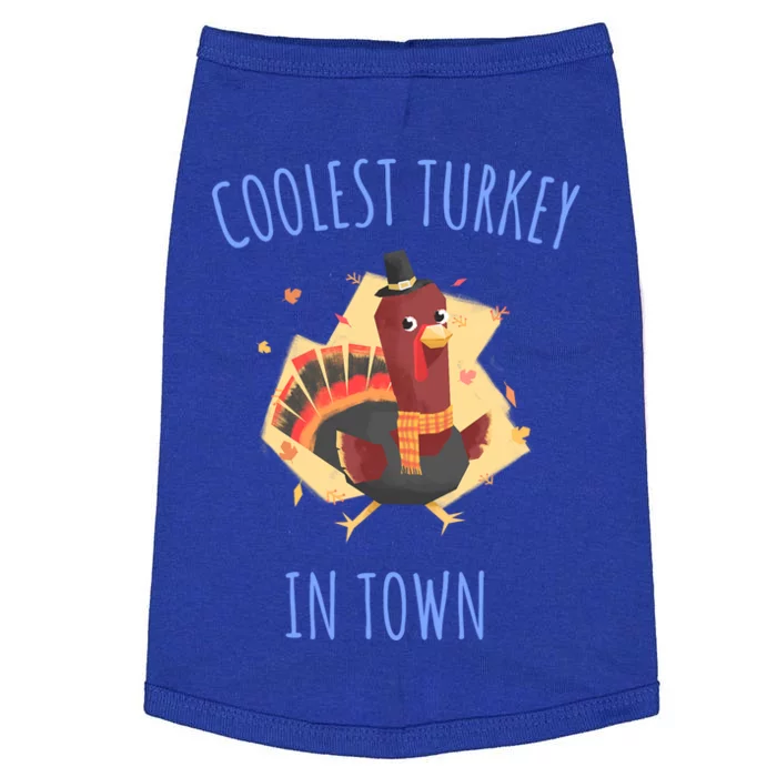 Thanksgiving Outfit Funny Coolest Turkey In Town Funny Gift Doggie Tank