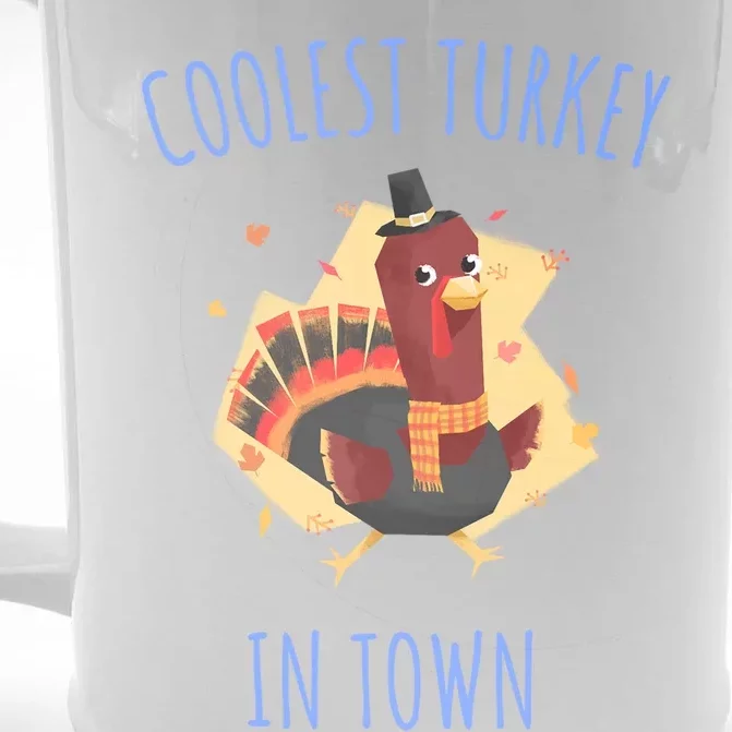 Thanksgiving Outfit Funny Coolest Turkey In Town Funny Gift Front & Back Beer Stein