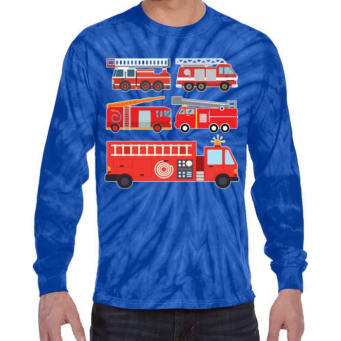 Types Of Fire Truck Firefighter Trucks Gift Great Gift Tie-Dye Long Sleeve Shirt