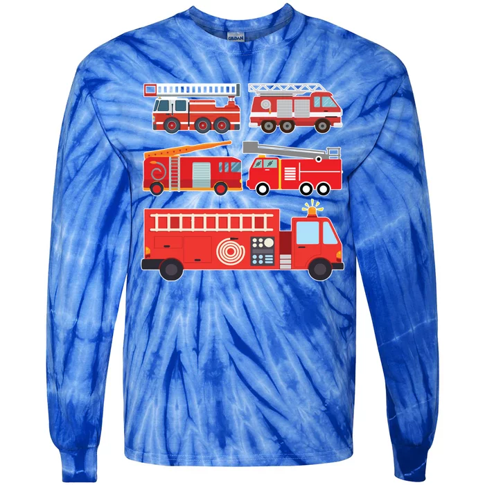 Types Of Fire Truck Firefighter Trucks Gift Great Gift Tie-Dye Long Sleeve Shirt