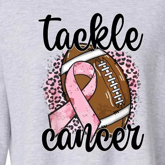 Tackle October Football Pink Ribbon Breast Cancer Awareness Gift Cropped Pullover Crew