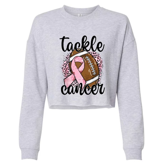 Tackle October Football Pink Ribbon Breast Cancer Awareness Gift Cropped Pullover Crew