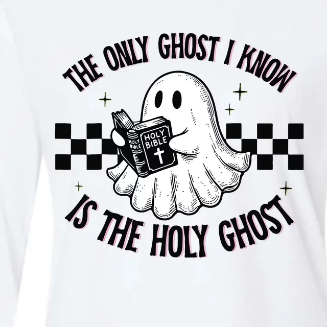 The Only Ghost I Know Is The Holy Ghost Funny Boo Bible Womens Cotton Relaxed Long Sleeve T-Shirt