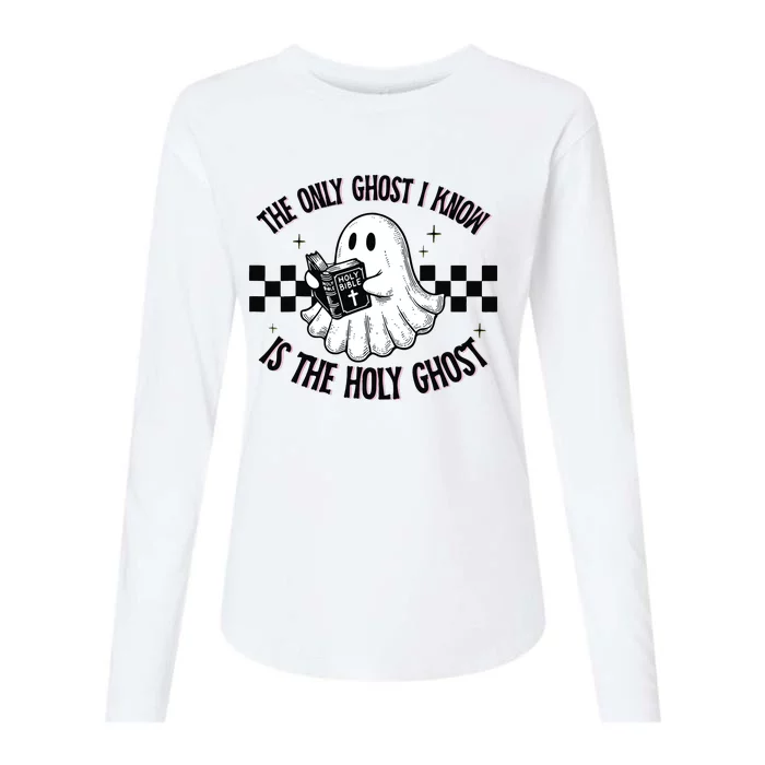 The Only Ghost I Know Is The Holy Ghost Funny Boo Bible Womens Cotton Relaxed Long Sleeve T-Shirt