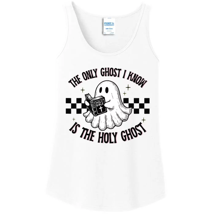 The Only Ghost I Know Is The Holy Ghost Funny Boo Bible Ladies Essential Tank