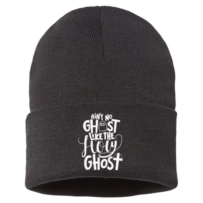 The Only Ghost I Know Is The Holy Ghost Halloween Christian Sustainable Knit Beanie