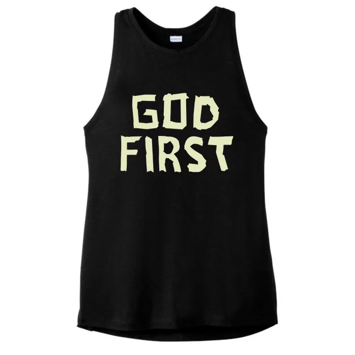 Taped Off God First Ladies Tri-Blend Wicking Tank