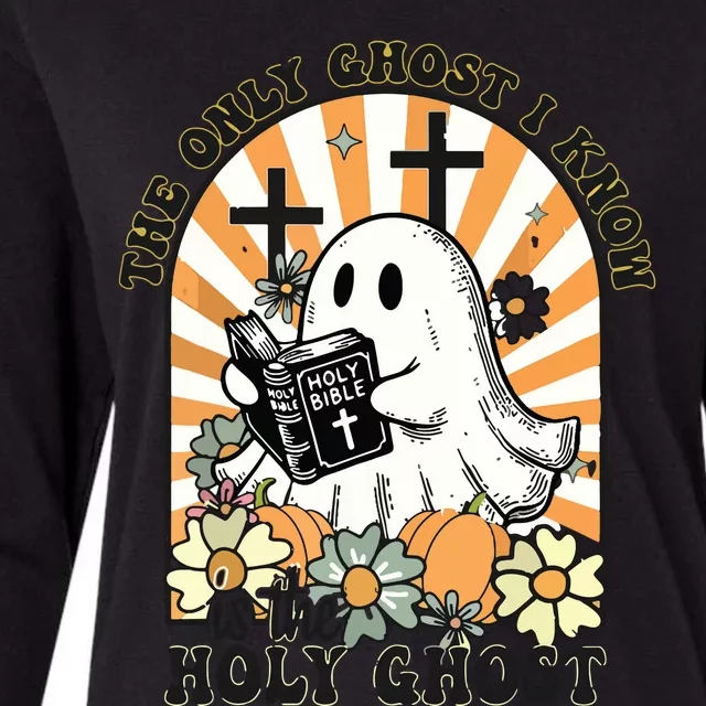 The Only Ghost I Know Is The Holy Ghost Funny Boo Bible Womens Cotton Relaxed Long Sleeve T-Shirt