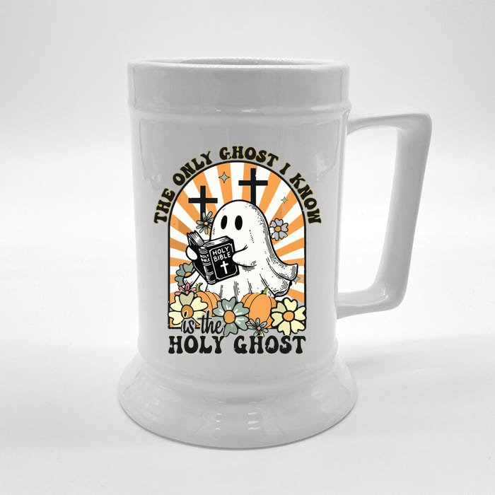 The Only Ghost I Know Is The Holy Ghost Funny Boo Bible Front & Back Beer Stein