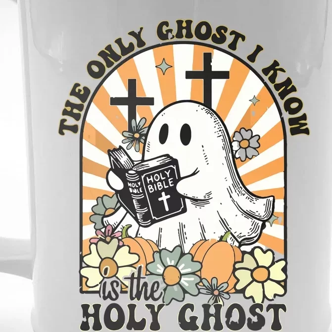 The Only Ghost I Know Is The Holy Ghost Funny Boo Bible Front & Back Beer Stein