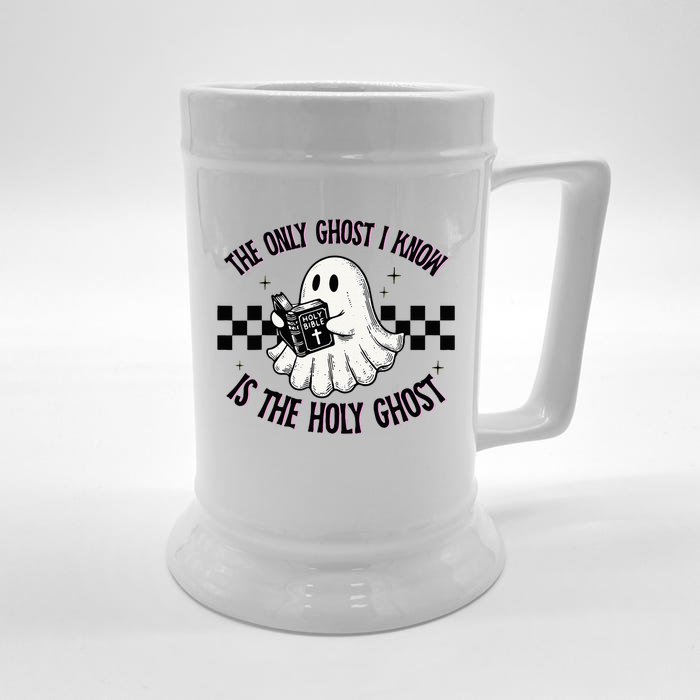 The Only Ghost I Know Is The Holy Ghost Funny Boo Bible Front & Back Beer Stein