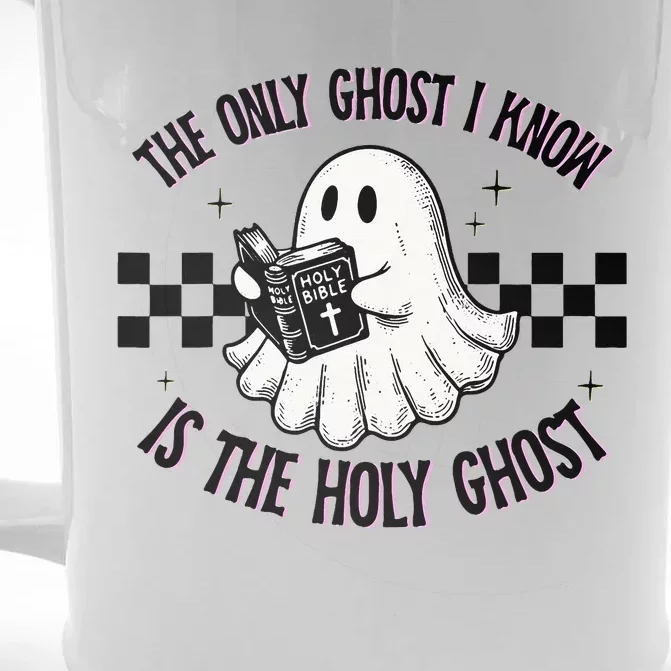 The Only Ghost I Know Is The Holy Ghost Funny Boo Bible Front & Back Beer Stein