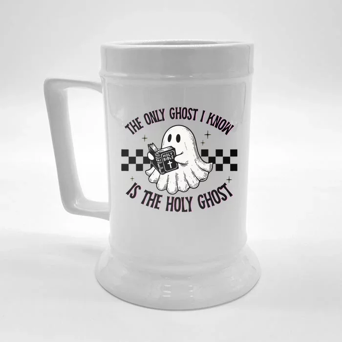 The Only Ghost I Know Is The Holy Ghost Funny Boo Bible Front & Back Beer Stein