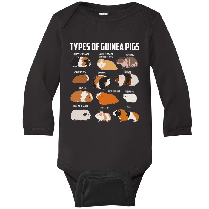 Types Of Guinea Pigs Owner Cool Animal Xmas Gift Baby Long Sleeve Bodysuit