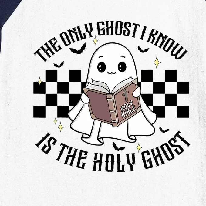 The Only Ghost I Know Is The Holy Ghost Funny Halloween Baseball Sleeve Shirt