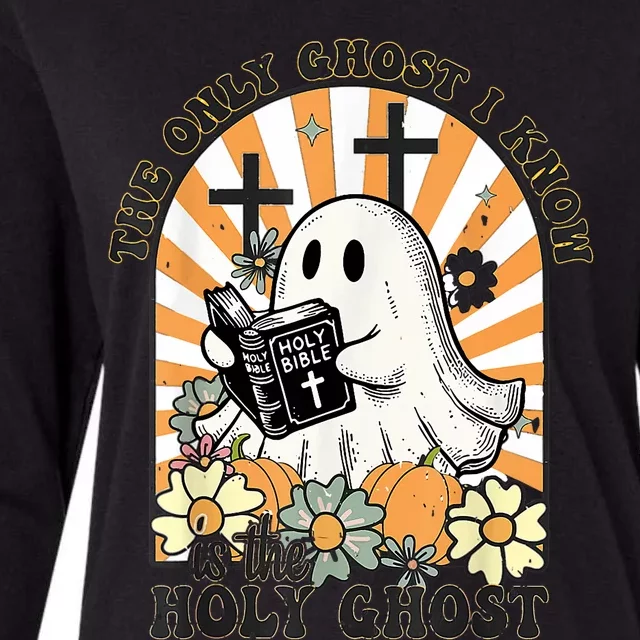 The Only Ghost I Know Is The Holy Ghost Funny Boo Bible Womens Cotton Relaxed Long Sleeve T-Shirt