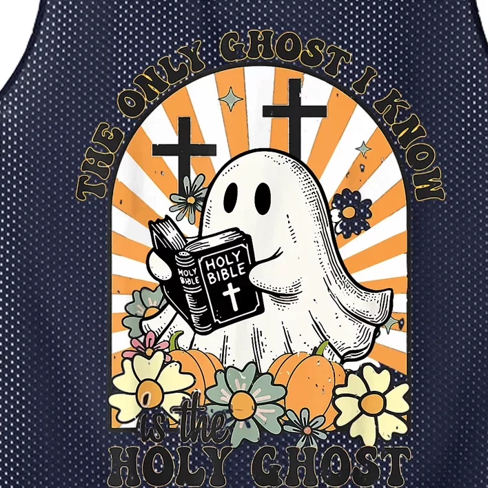 The Only Ghost I Know Is The Holy Ghost Funny Boo Bible Mesh Reversible Basketball Jersey Tank