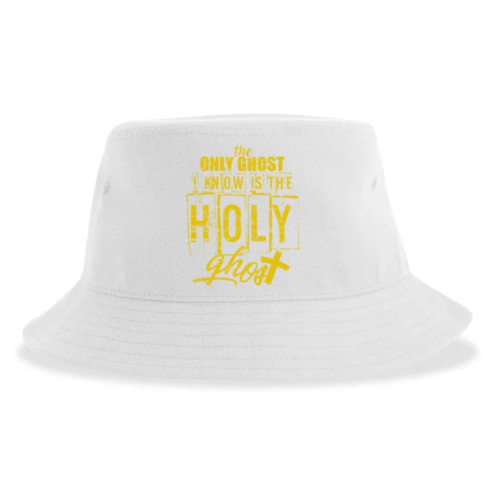 The Only Ghost I Know is The Holy Ghost Halloween Costume Sustainable Bucket Hat