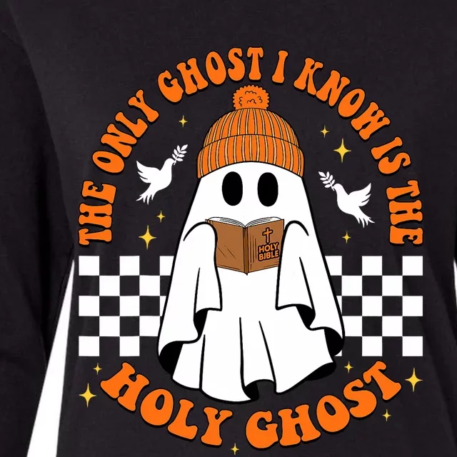 The Only Ghost I Know Is The Holy Ghost Halloween Boo Bible Womens Cotton Relaxed Long Sleeve T-Shirt