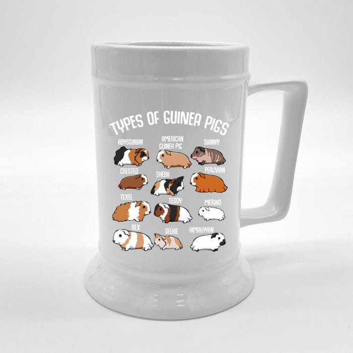 Types Of Guinea Pigs Household Pet Animal Rodent Fluffy Cute Great Gift Front & Back Beer Stein