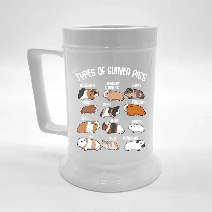 Types Of Guinea Pigs Household Pet Animal Rodent Fluffy Cute Great Gift Front & Back Beer Stein