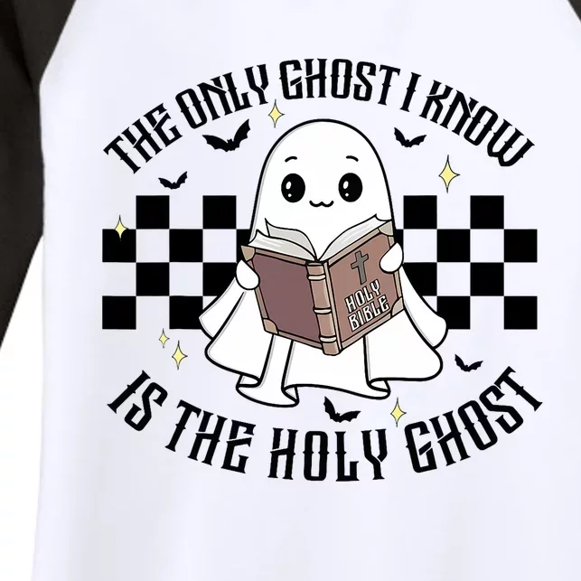 The Only Ghost I Know Is The Holy Ghost Funny Halloween Women's Tri-Blend 3/4-Sleeve Raglan Shirt