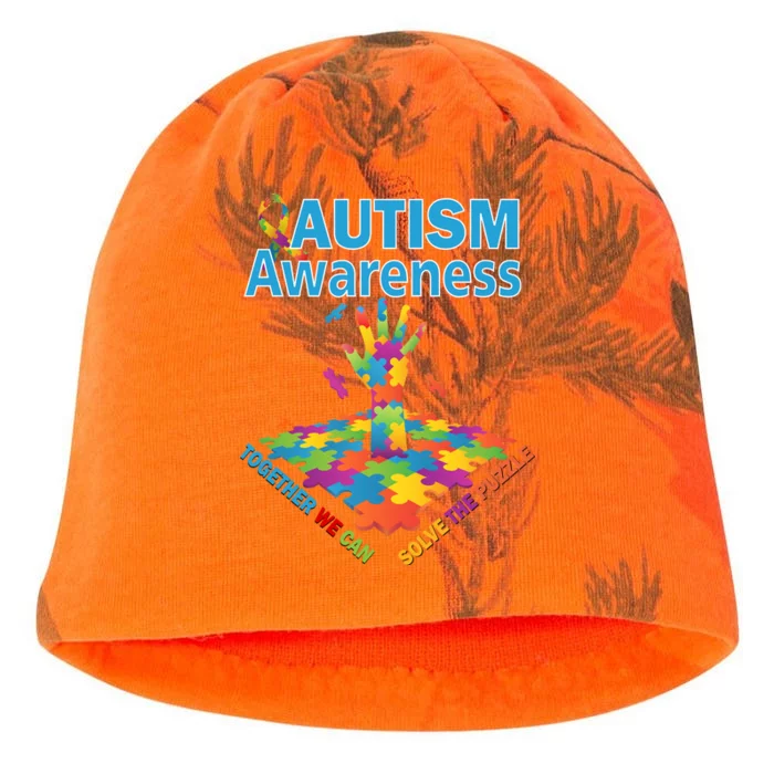 Together We Can Solve The Puzzle Autism Awareness Kati - Camo Knit Beanie