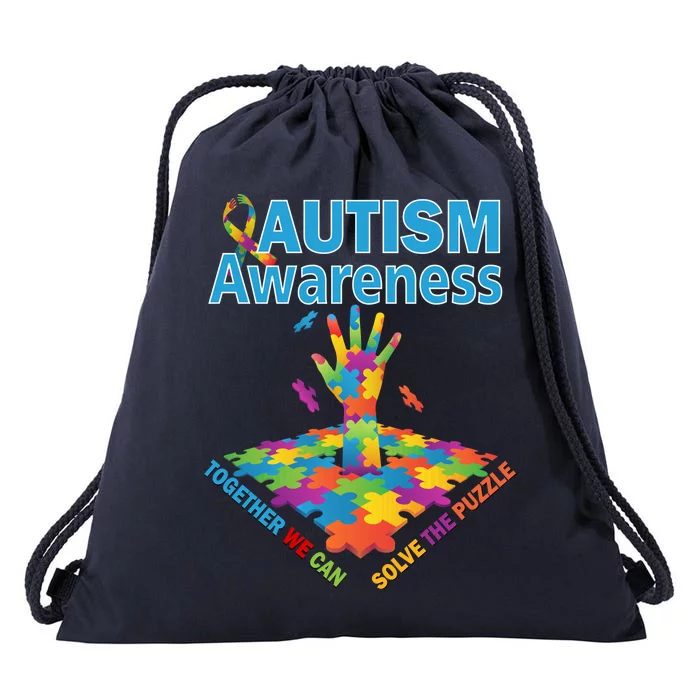 Together We Can Solve The Puzzle Autism Awareness Drawstring Bag