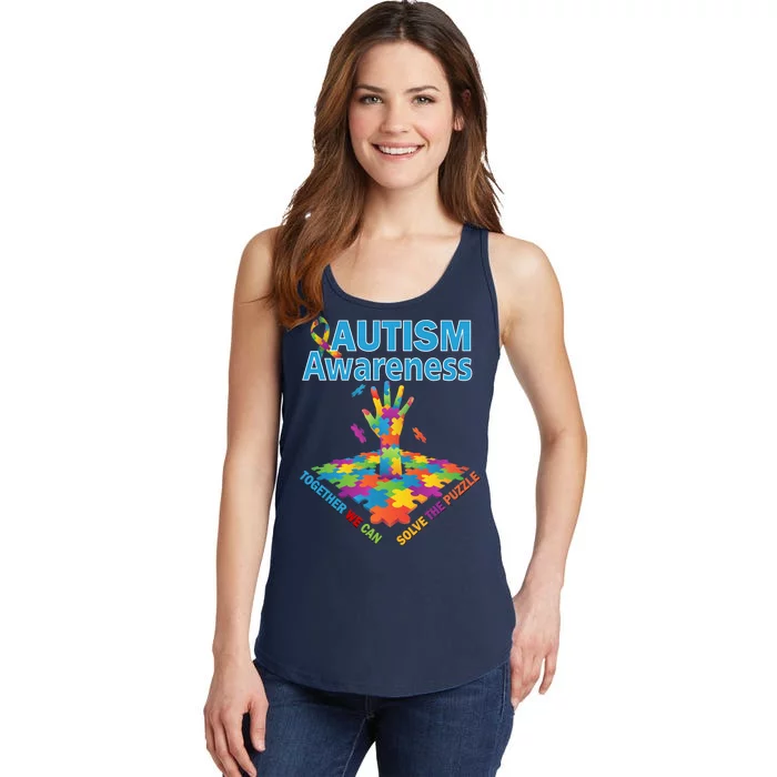 Together We Can Solve The Puzzle Autism Awareness Ladies Essential Tank